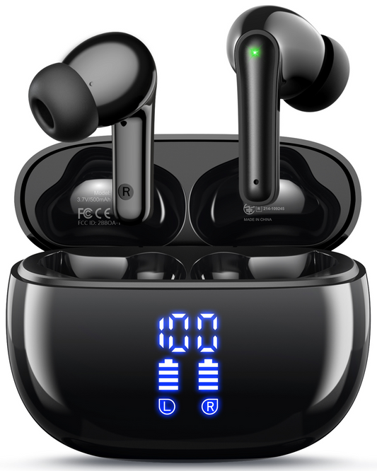 Wireless Earbuds, 2025 Ear Buds with Big Bass Stereo Sound, Lightweight Bluetooth Earbuds with 48 Hours Playtime, in-Ear Fit Earphones, IPX7, Hands-Free Calls with AI for iPhone, Android, Pad